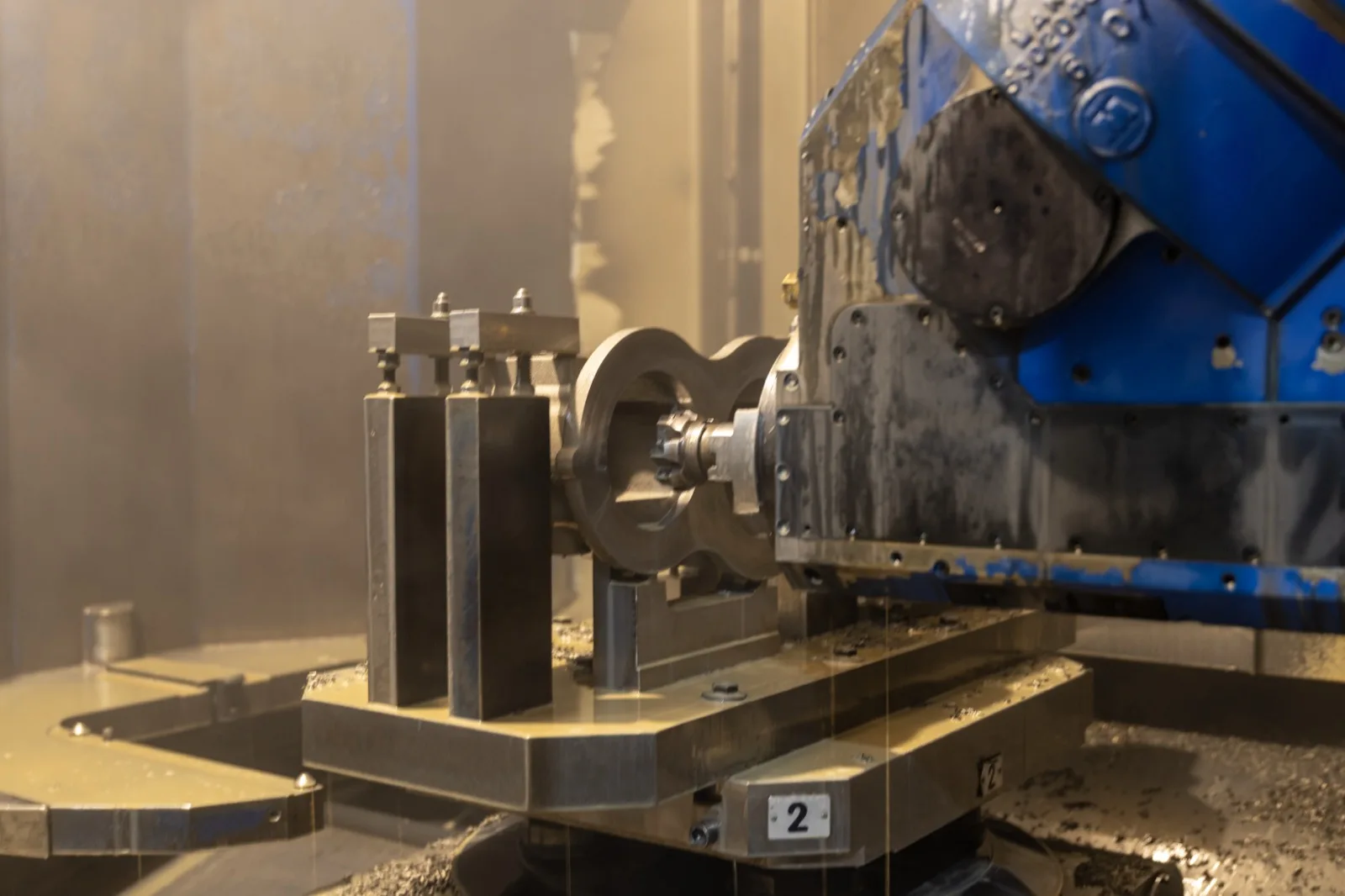 Close-up of CNC machine tooling monitored by Smart Anna